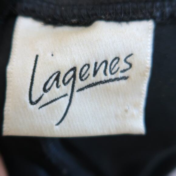 Vintage 90s Lagenes Black Velvet Midi Cocktail Dress Beaded Fringe Choker M - Picture 5 of 6